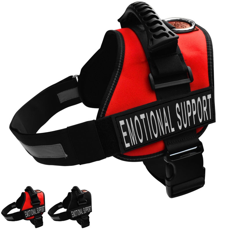 ALBCORP Emotional Support Dog Vest â€“ Reflective Harness - Woven Nylon, Comfy Mesh Padding - Sizes from XXS to XL â€“ Emotional Support Dog Patches Included. Red, Large - Image 1